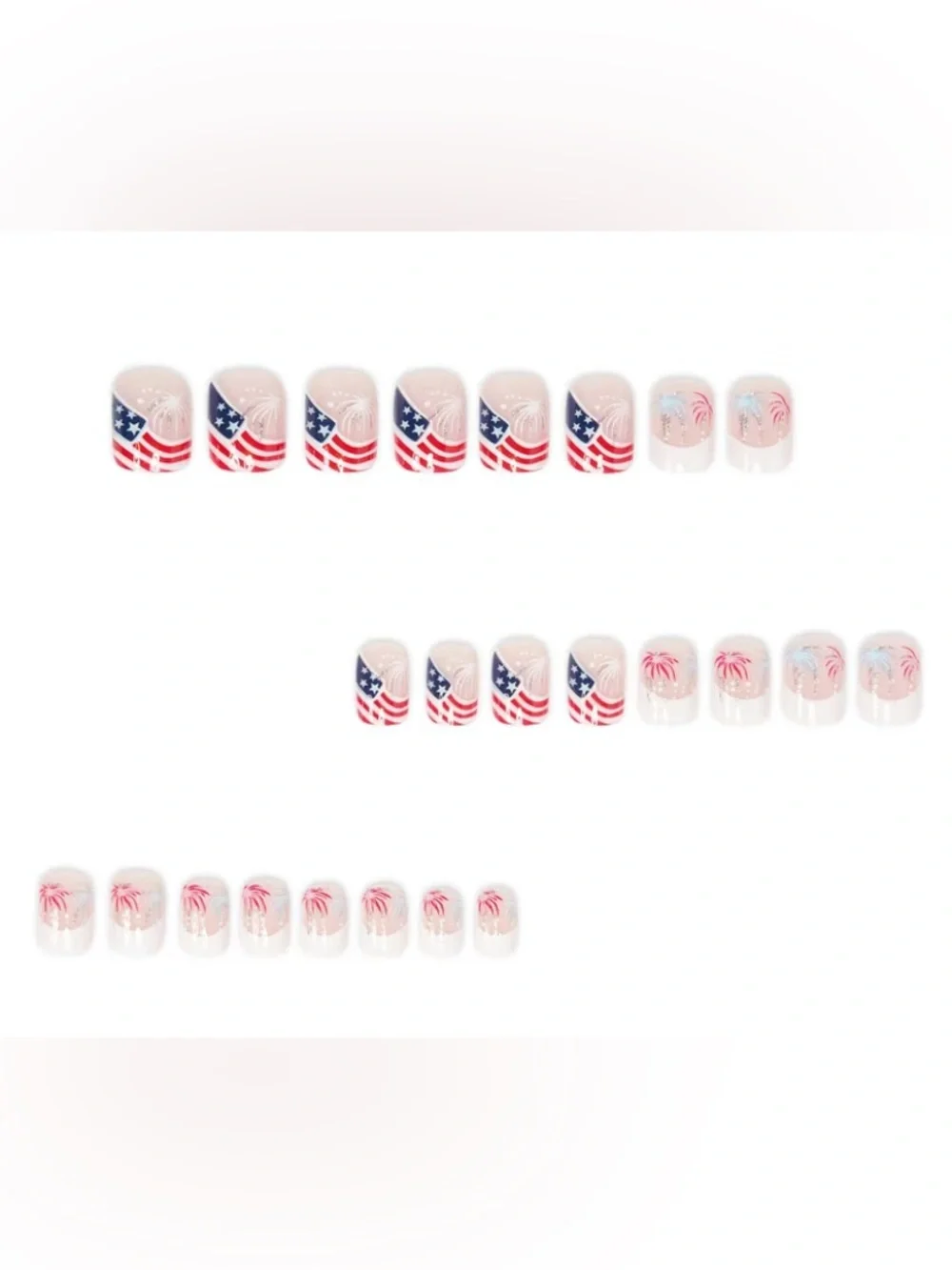 Patriotic American Flag French Tip Nail press on set